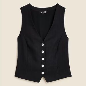 J. Crew Black Sleeveless Button-Down Top